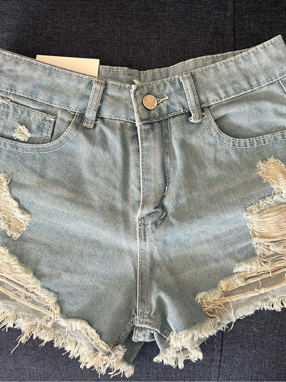 Light Blue Distressed Women's Denim Shorts